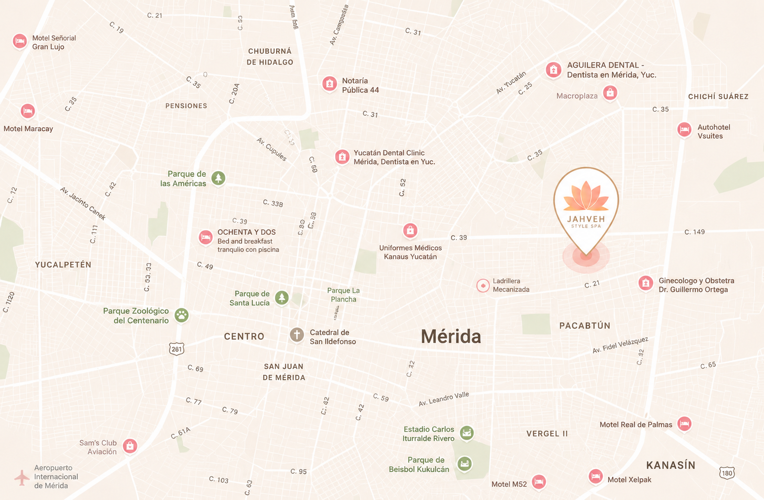 Ubicación de Jahveh Style Spa en Mérida